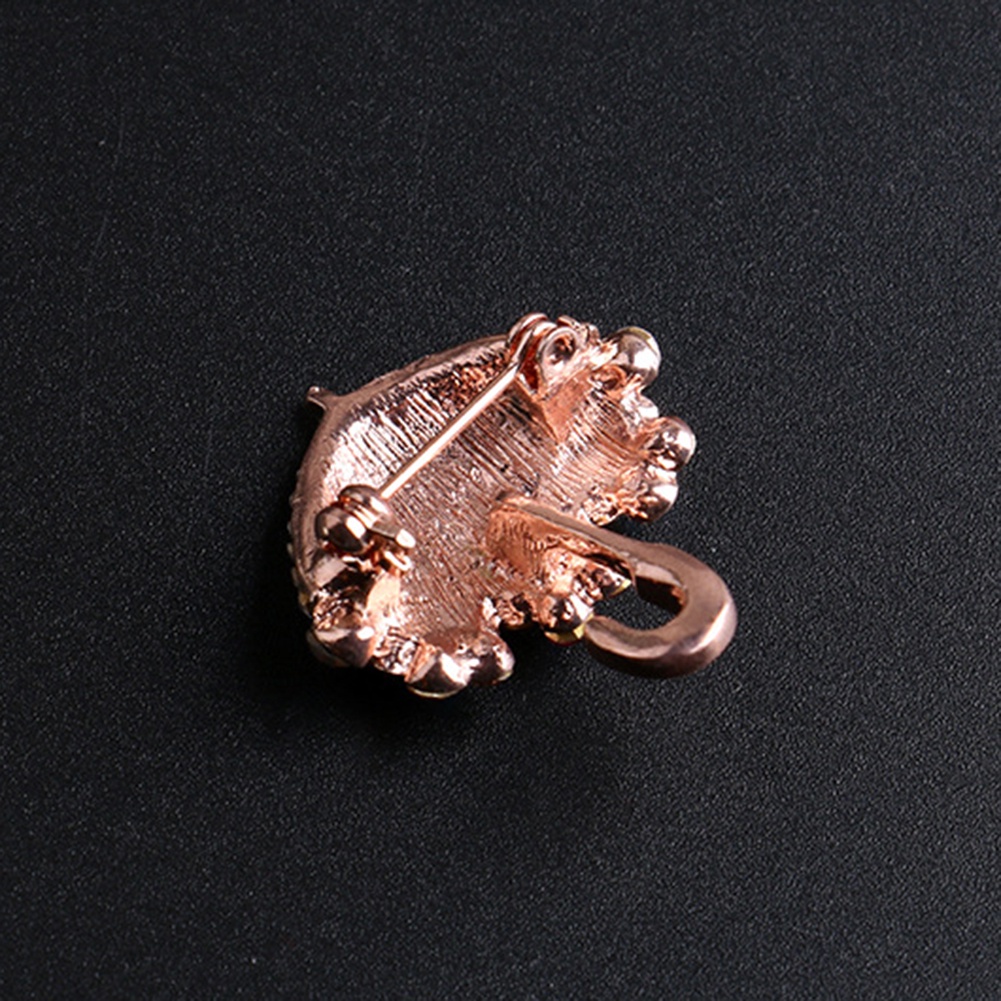 YOML✔Women Fashion Umbrella Flower Rhinestone Inlaid Brooch Pin Jacket Collar Decor