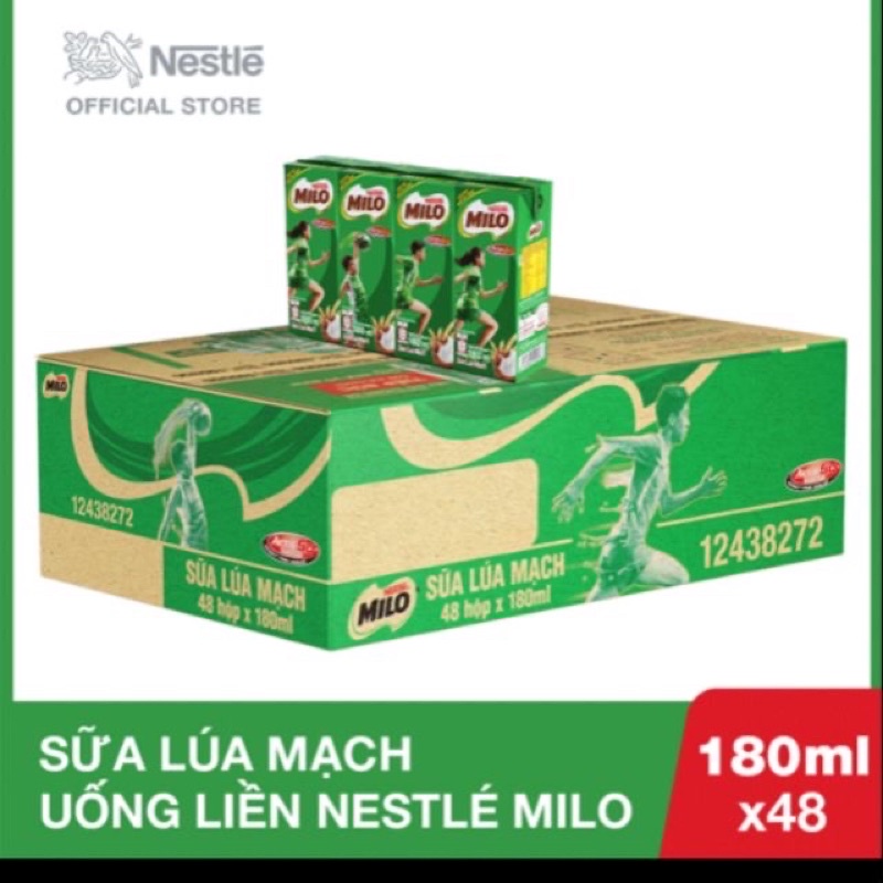 Sữa  lúa mạch Nestle MILO thùng 48 hộp x180ml