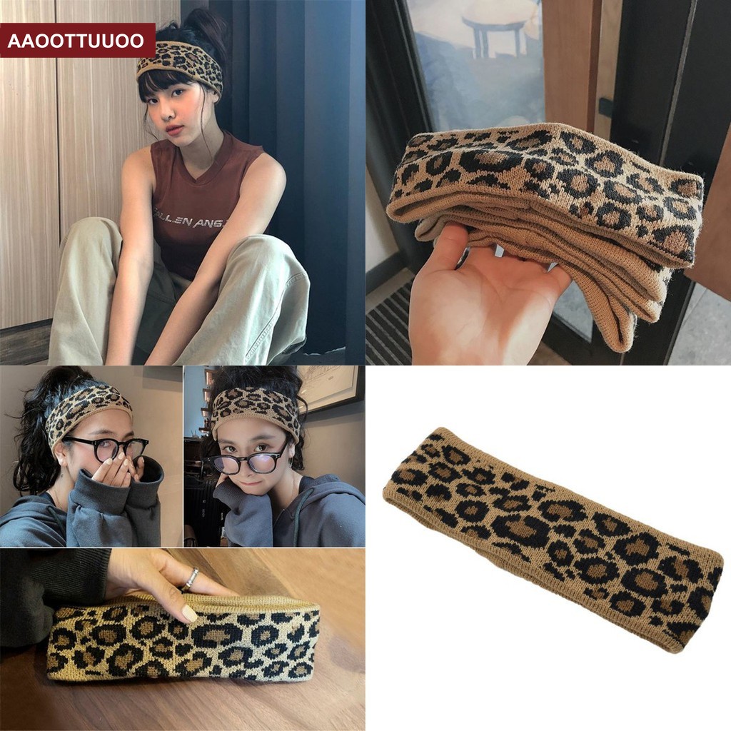 Băng Đô Bản Rộng In Họa Tiết Da Báo Thời Trang Hàn Quốc Cổ Điển Cho Nữ