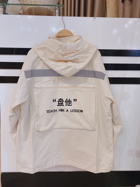 Áo khoác thô unisex chữ lưng TEACH HIM A LESSON  Hàng Quảng Châu