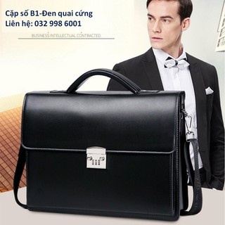Cặp da nam khóa số B1 đen