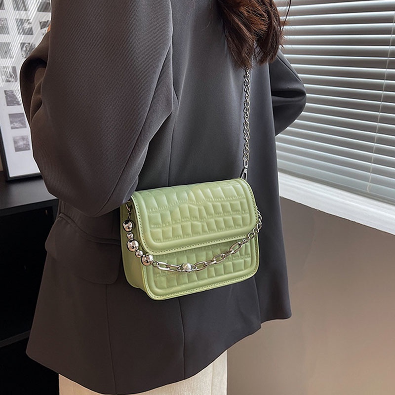 Túi đeo chéo IELGY hình vuông nhỏ phối dây đeo sợi xích thời trang cho nữ