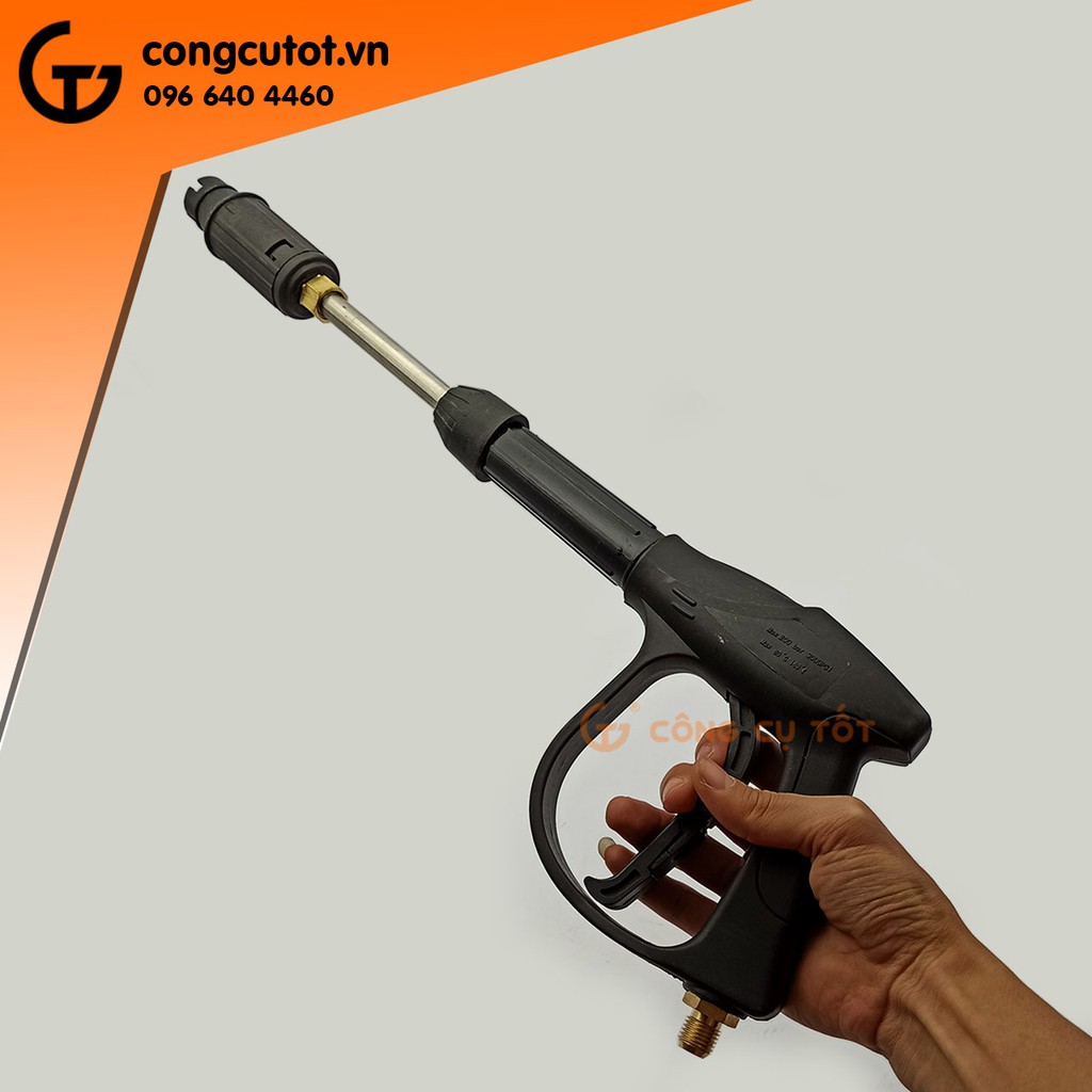 Súng rửa xe áp lực 3000psi mỏ vịt chỉnh tia dài 46cm ren ngoài nhỏ M14, có thể tháo khớp thành súng ngắn