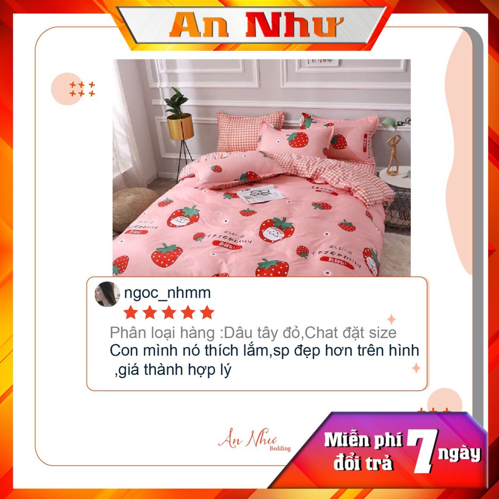 Bộ chăn ga gối An Như vỏ chăn ga gối cotton poly, drap giường 4 món poly nhập hoa lá