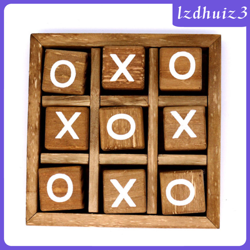 Gemgem Loey Wooden Tic Tac Toe/ Noughts and Crosses Game Unique Handmade Quality Wood Family Board Games