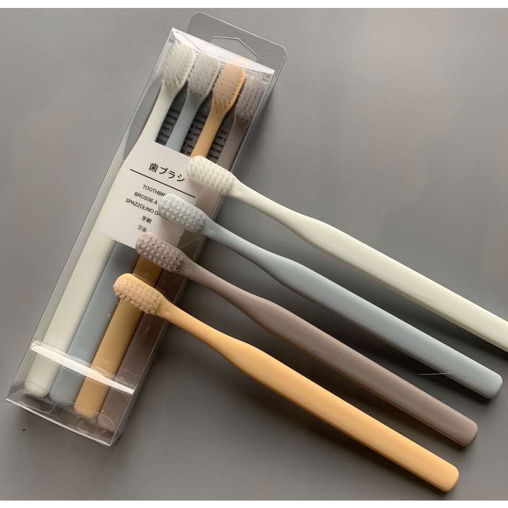 Set 4 bàn chải đánh răng đầu mềm màu macaron cho người lớn