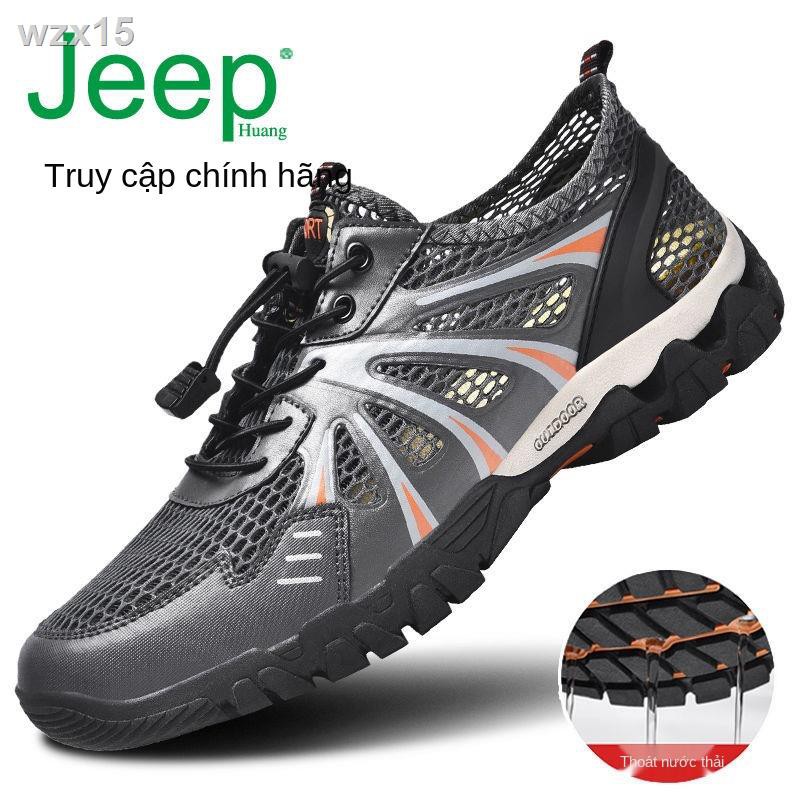 Jeep Emperor summer sandals nam giày lỗ thoáng khí lưới thể thao rỗng ruột khử mùi một bước sông