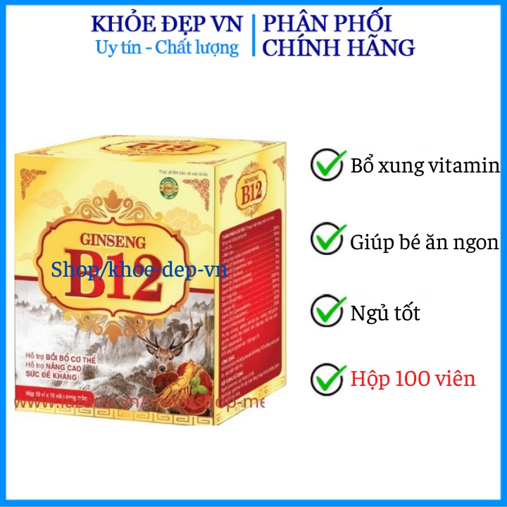 VIÊN UỐNG 12B WITH GINSENG PHỤC HỒI SỨC KHỎE - NÂNG CAO TRÍ LỰC - BỒI BỔ CƠ THỂ