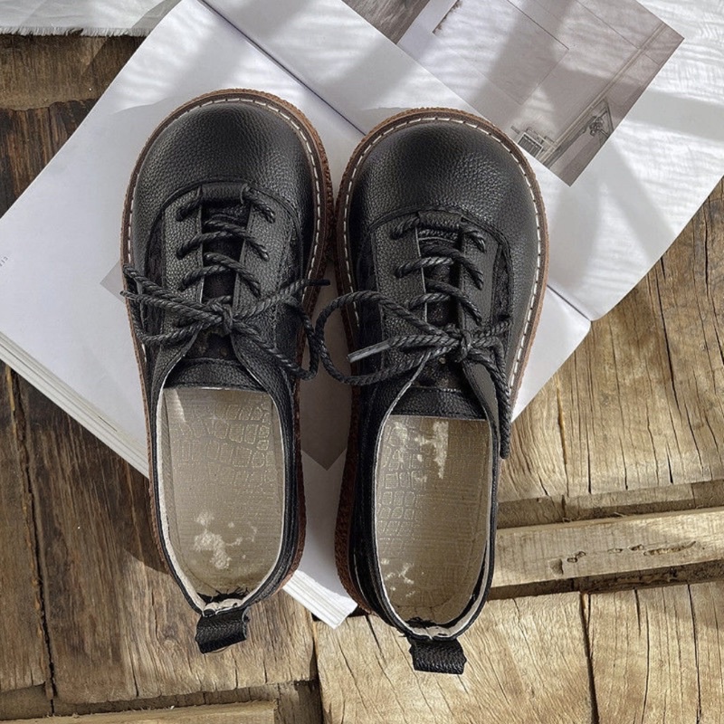 Giày Mori phối ren Mori nữ văn học Hàn Quốc retro vintage sinh viên ulzzang Nhật Bản lenvintage đế bằng sandal boots nữ