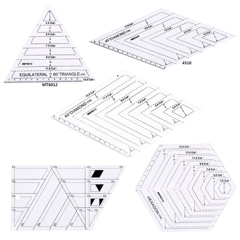 Set 5 Thước Đo Hình Tam Giác Chuyên Dụng Cho Thợ May