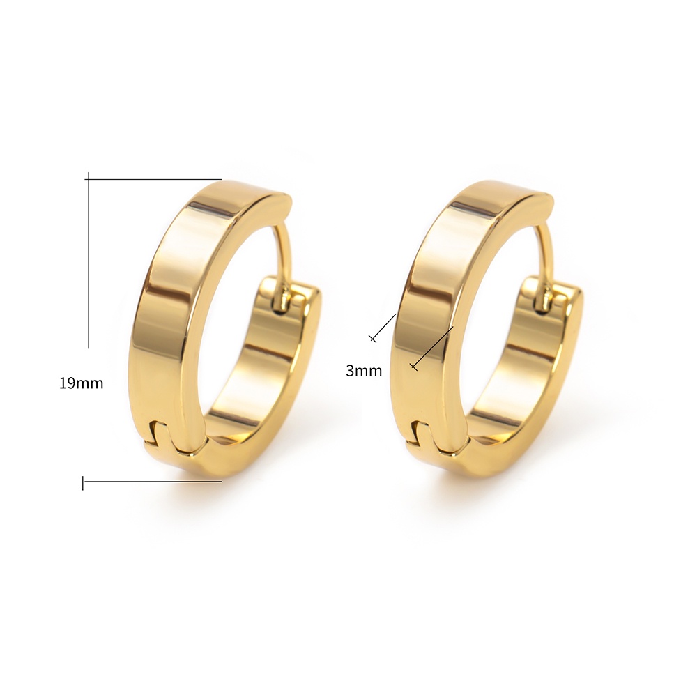 Khuyên Tai Thép Không Gỉ Mạ Vàng 18K 19mm Đơn Giản Phong Cách Hàn Quốc