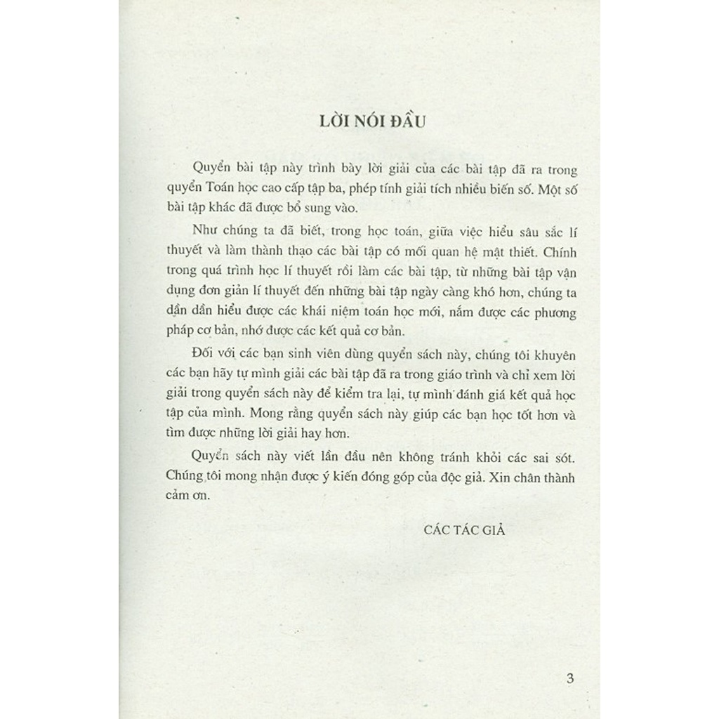 Sách - Bài Tập Toán Học Cao Cấp - Tập 3 - Chuỗi Và Phương Trình Vi Phân (khổ to xanh lá)