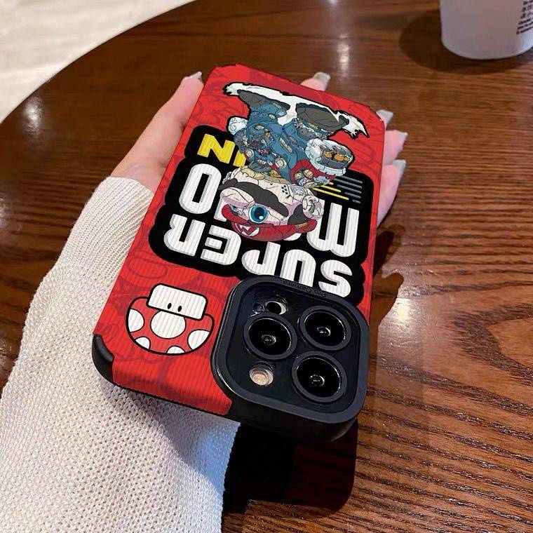 Ốp điện thoại da mềm chống rơi họa tiết Super Mario thích hợp cho Iphone 13promax Apple 11 12 XR/Xs 14 Tide foqm