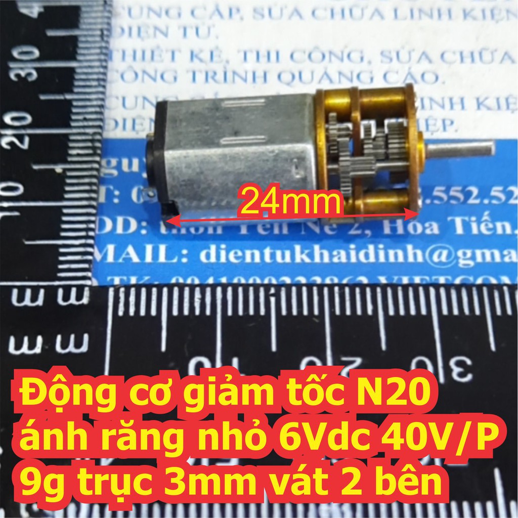 Động cơ giảm tốc N20 bánh răng nhỏ 6Vdc 40V/P 9g trục 3mm vát 2 bên kde7336