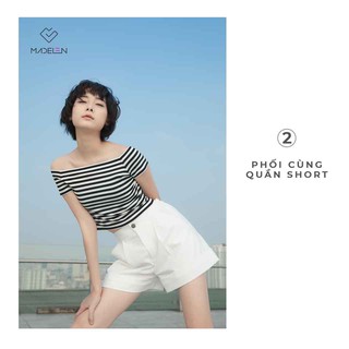 quần short nữ cúc khóa chun lưng gấu lật chất thun hàn
