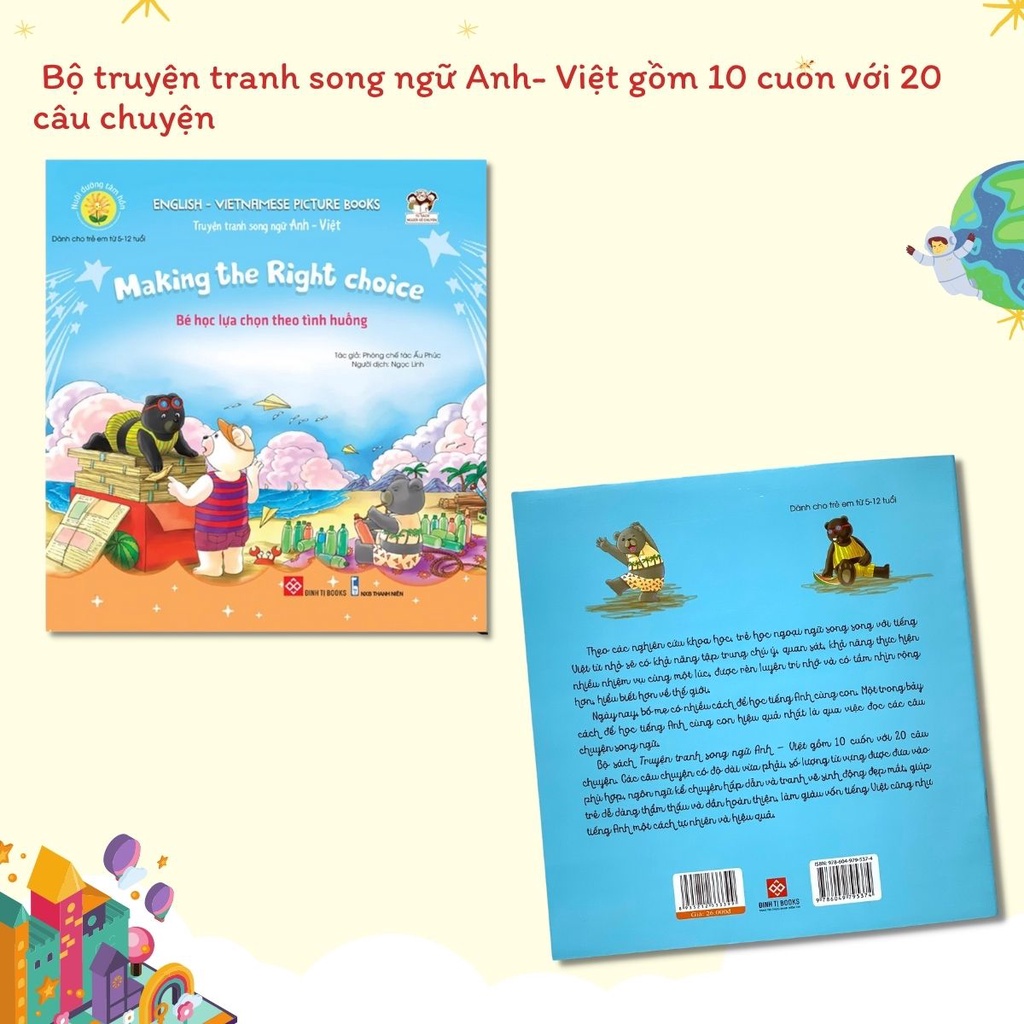 Sách - Nuôi dưỡng tâm hồn - Truyện tranh song ngữ Anh-Việt, học tiếng anh cùng con ( 10 tập)