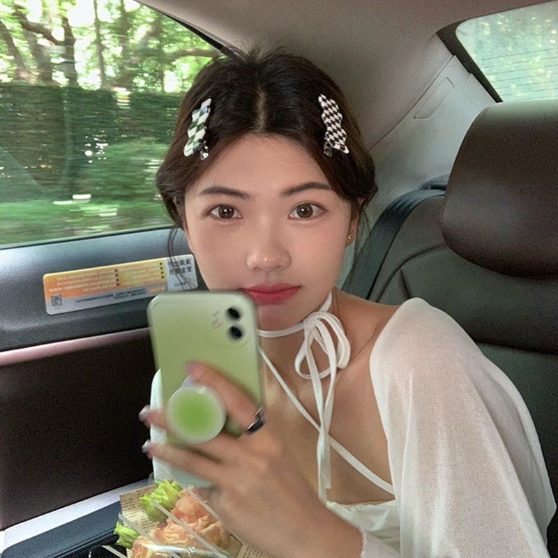 Kẹp Tóc Họa Tiết Caro Phong Cách Retro Thời Trang Cho Nữ