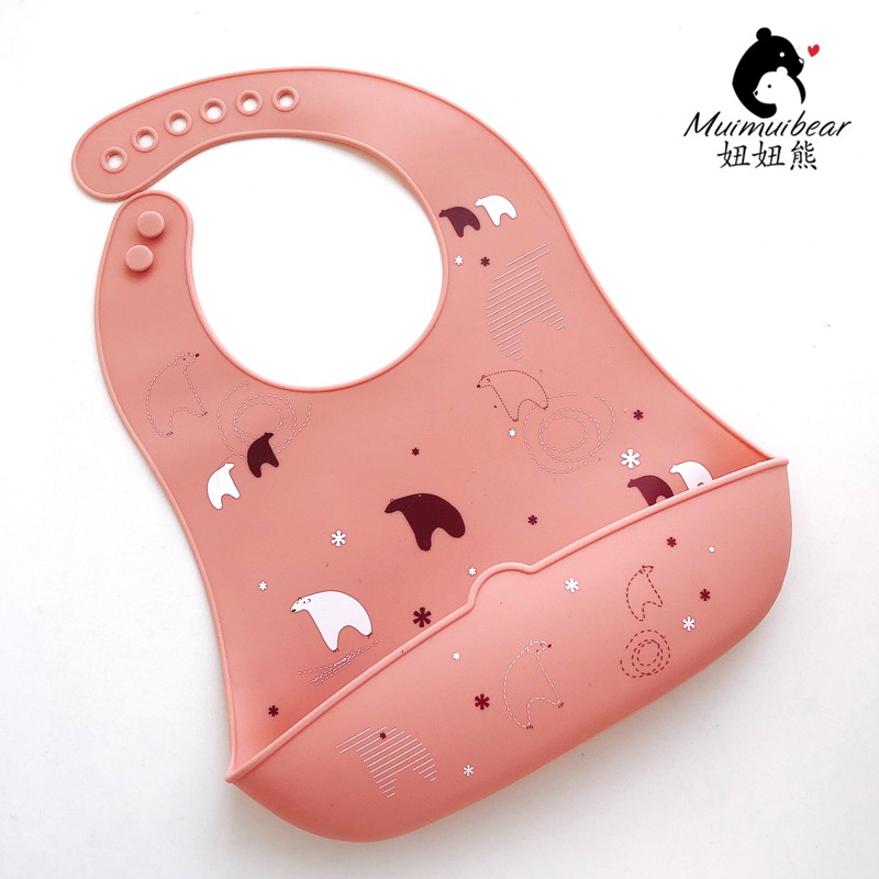 Yếm ăn dặm silicon cho bé có máng hình thú chất dày dặn mb433