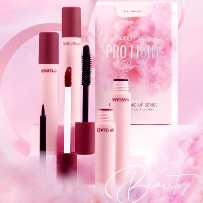 Set trang điểm mắt môi Pro Light Heng Fang Beauty 4 món ( 1 set gồm Mascara + Kẻ mắt + 2 Son lì