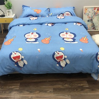 Bộ Chăn Phao Ga Gối Cao Cấp Mẫu DOREMON ĐÁNH ĐÀN - Cho một mùa đông ấm áp CHO BÉ