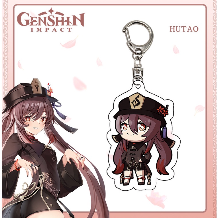 Móc Chìa Khóa Bằng Acrylic In Họa Tiết Hoạt Hình HuTao Dễ Thương