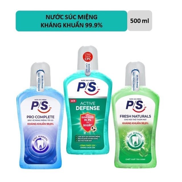 sốc!!! phá giá NƯỚC ÚC MIỆNG 500ml P/S (PS) TRÀ XANH, CHĂM SÓC TOÀN DIỆN