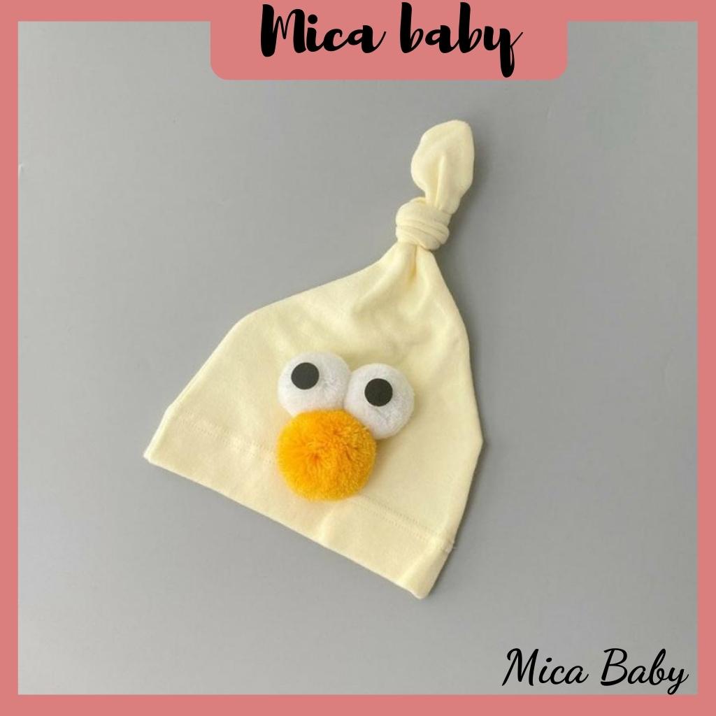 Mũ cotton trùm đầu họa tiết mắt chim đáng yêu cho bé từ 0-12 tháng Mica baby