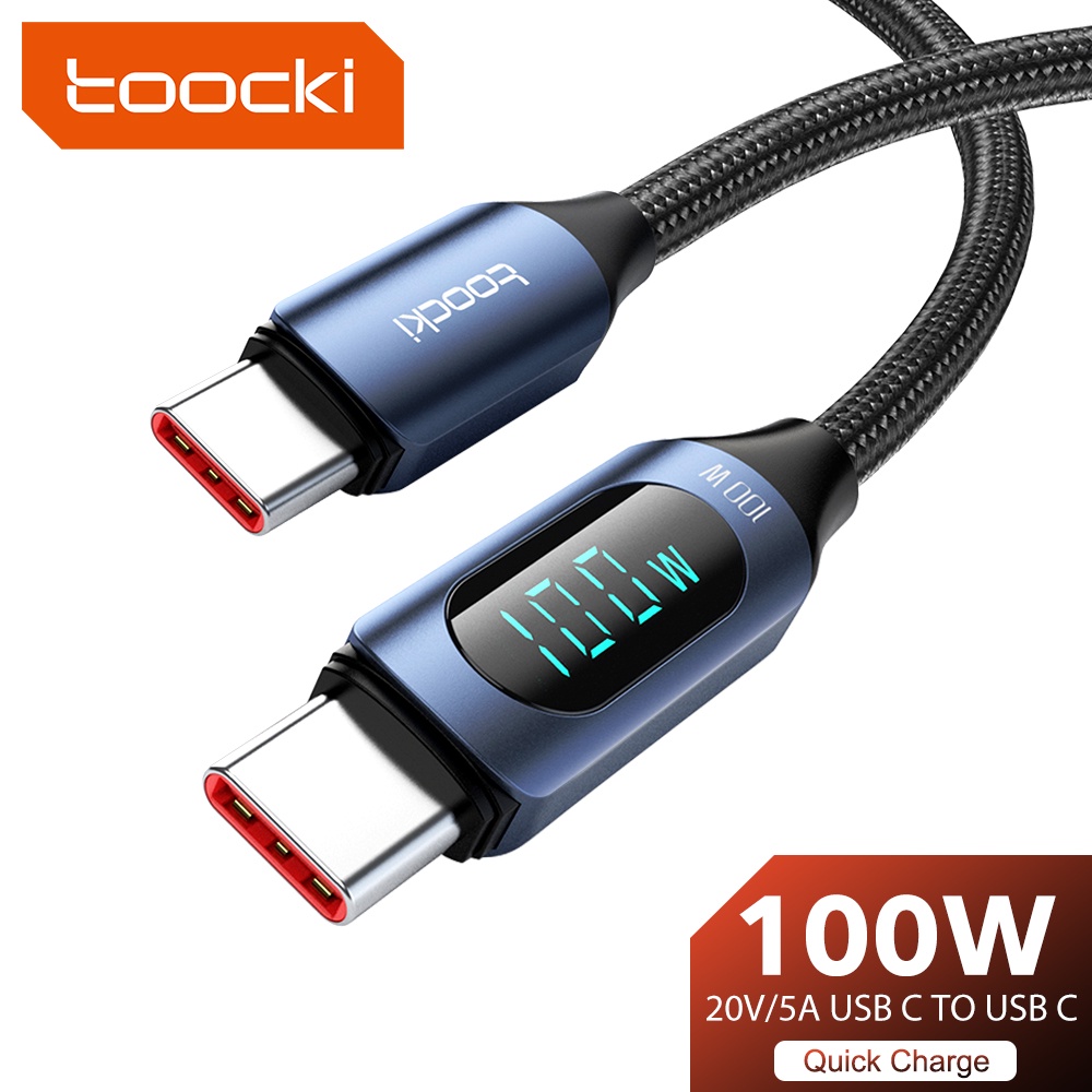 Cáp sạc nhanh USB type C Toocki 100W PD tích hợp màn hình kỹ thuật số cho