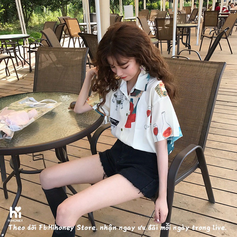BST xuân hè 2021 áo sơ mi họa tiết phong cách cổ điển, unisex