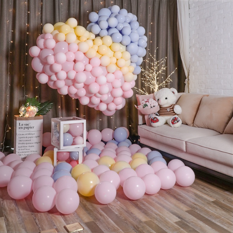 Set 10 Dây Ruy Băng 5 Inch Màu Kẹo Ngọt Dáng Tròn Trang Trí Bong Bóng