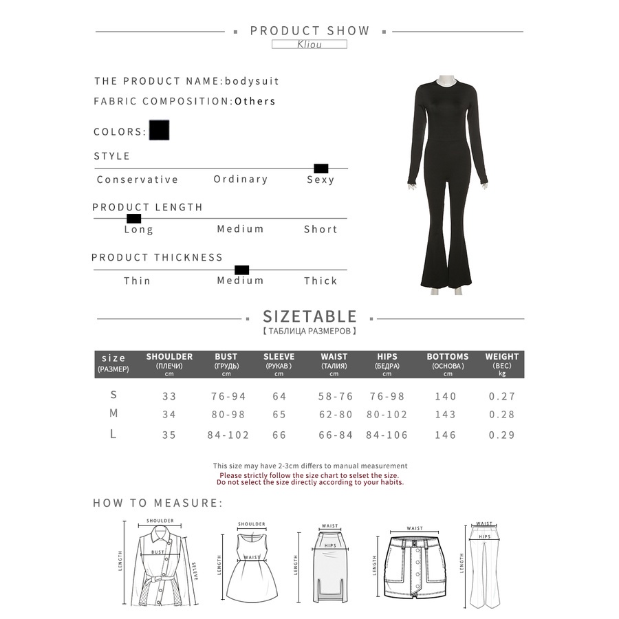 Klalien Co Giãn Nữ Áo liền quần Backless loe Xu Hướng Thu Đông Cổ Tròn Thanh Lịch Skinny Full Tay Chắc Chắn Cơ Bản Dạo Phố Quần Áo | BigBuy360 - bigbuy360.vn