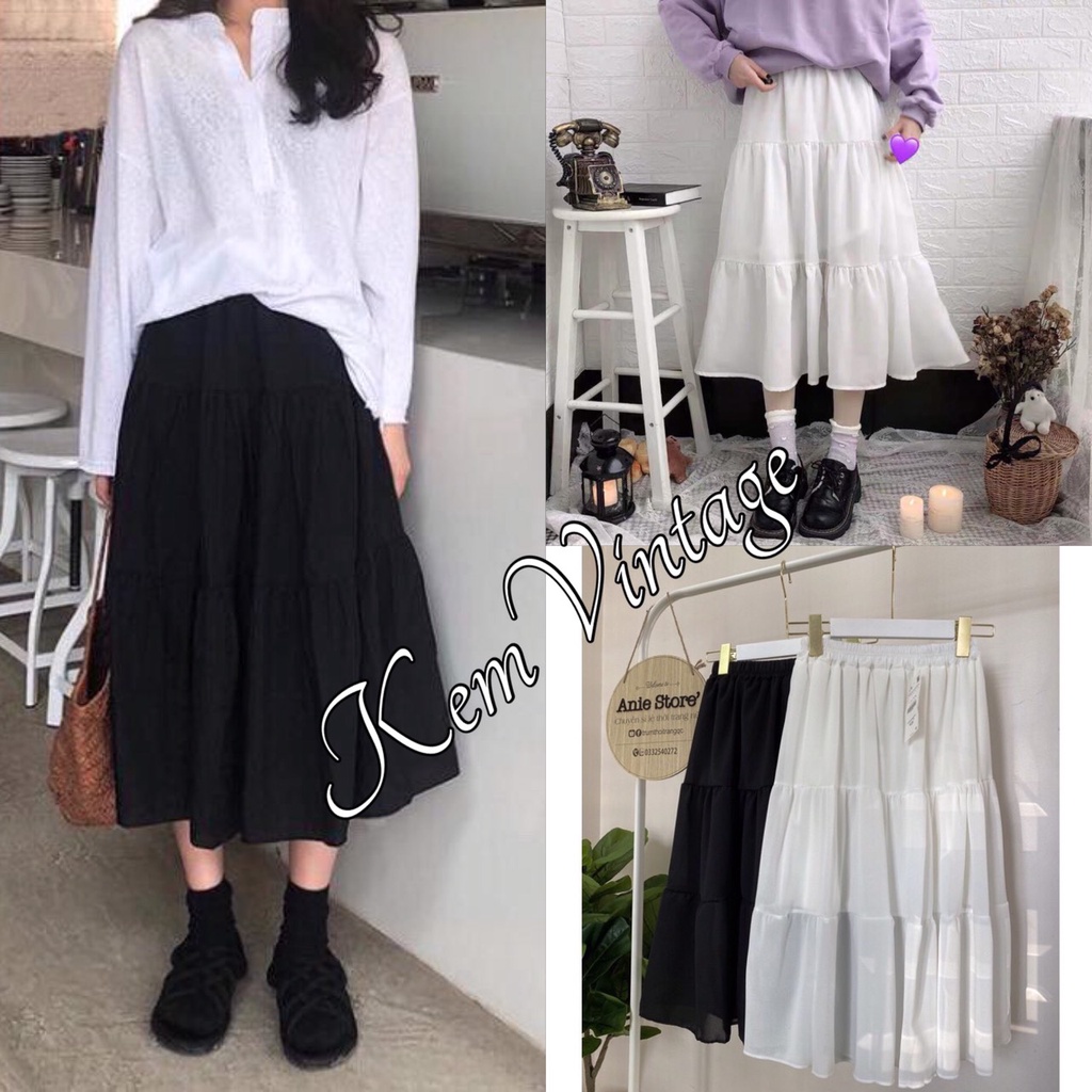 Chân Váy Vintage Nữ Váy Voan Nữ Dáng Dài 2 Lớp Siêu Xinh HÀNG QC Loại 1 | BigBuy360 - bigbuy360.vn