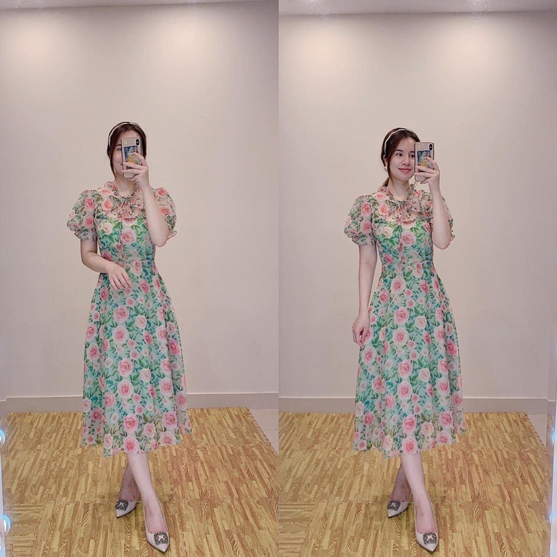 váy hoa nhí cổ bèo