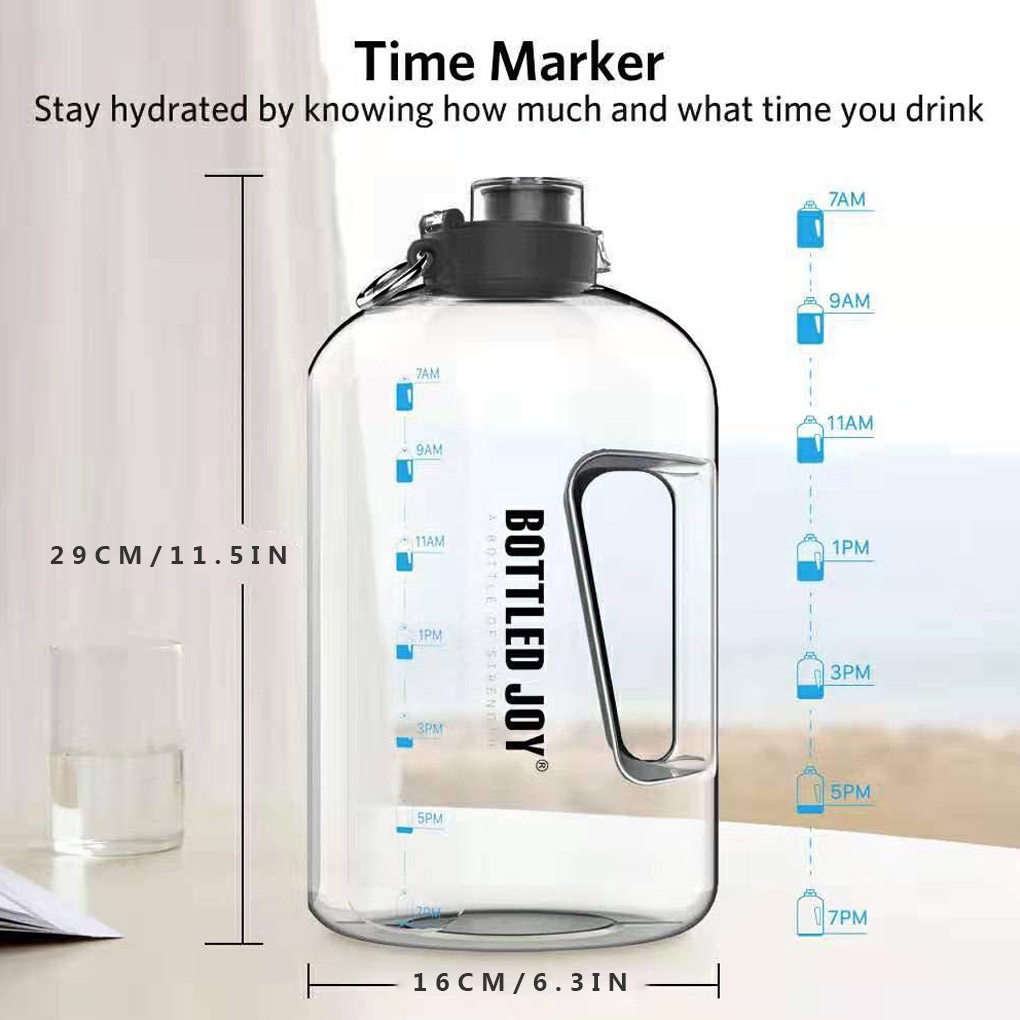 [Choosewho1] 1 Gallon Water Bottle with Time Marker Reminder Leak-Proof Large Drinking Jug for Sports Camping
