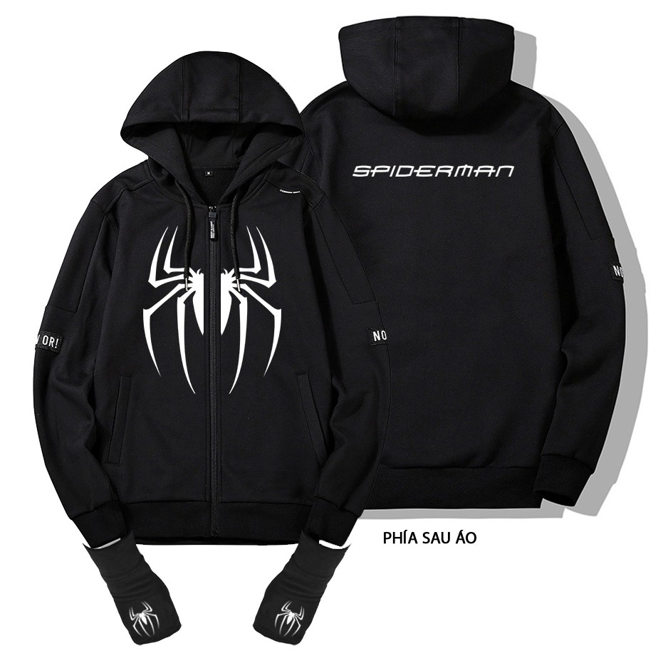 Áo Khoác Nam SPIDERR MANN chất nỉ mềm mịn tặng kèm găng tay cùng loại