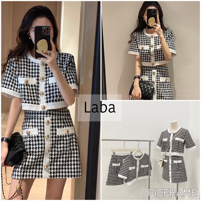 Set Áo Croptop Kèm Chân Váy Dạ Hàng Đẹp Form Chuẩn