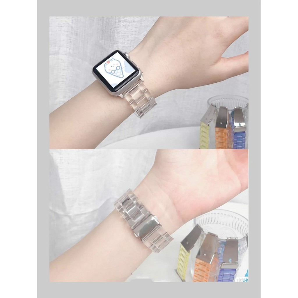 Dây nhựa trong cho Apple Watch đồng hồ thông minh iWatch Series 1/2/3/4/5/6/7/SE size 38mm 40mm 41mm 42mm 44mm 45mm