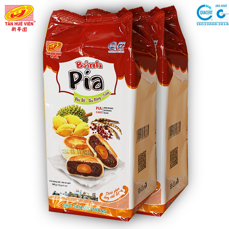 Bánh Pía Đậu đỏ Sầu riêng trứng Tân Huê Viên 540g