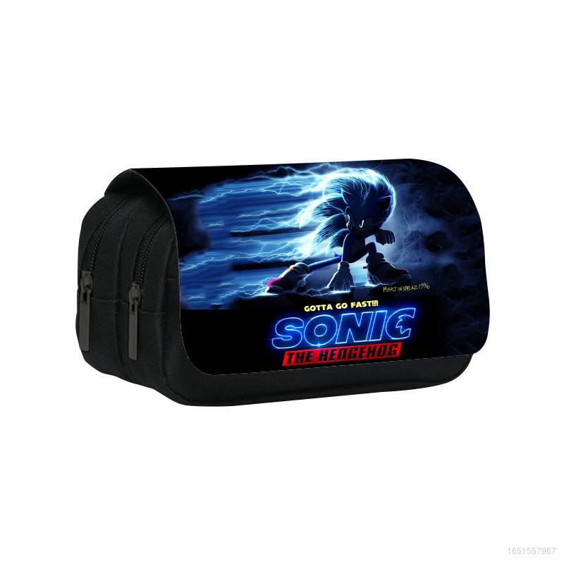 Túi Đựng Bút Hai Lớp Cỡ Lớn In Hoạt Hình Sonic Sonic Dễ Thương Cho Bé