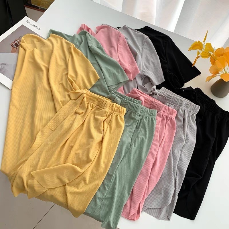 Bộ ở nhà nữ mùa hè 2021 bộ thun lạnh cotton vải đúc su không đường may hàn quốc - shopbelinh | BigBuy360 - bigbuy360.vn