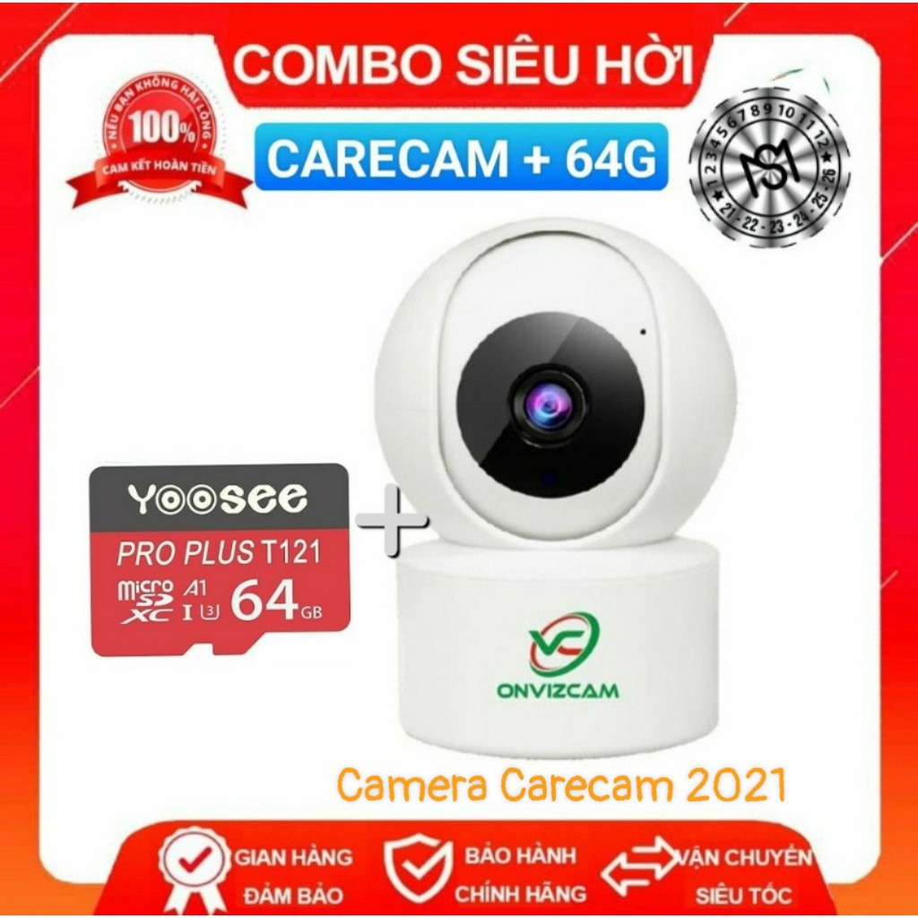 Camera wifi Carecam phiên bản V5Pro 2.0MP, xoay theo chuyển động,  Đàm thoại 2 chiều,  báo động chống trộm