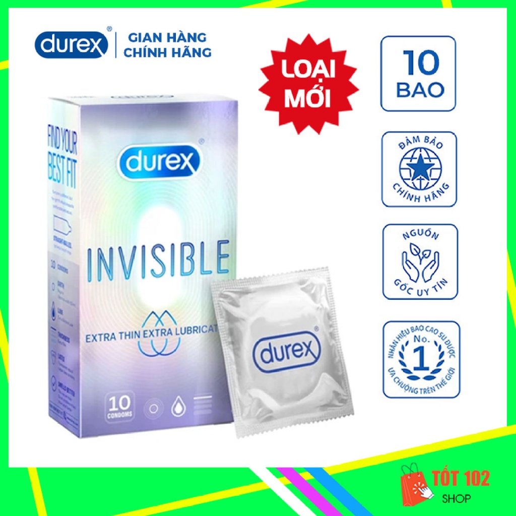 Bao Cao Su Durex Invisible Extra Lubricated 10s siêu mỏng nhất thị trường
