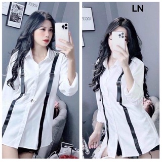 Áo sơ mi dây viền đen Chất sơ mi thô lụa ,ln