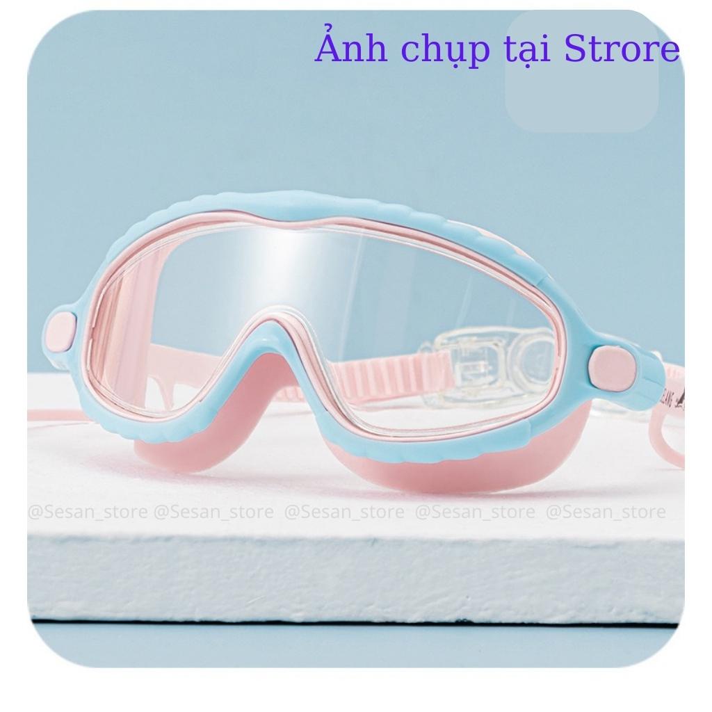 Kính bơi cao cấp trẻ em người lớn 360 GỌNG LỚN, chống nước, chống sương mù, chống tia UV, có nút tai dính liền KGL020