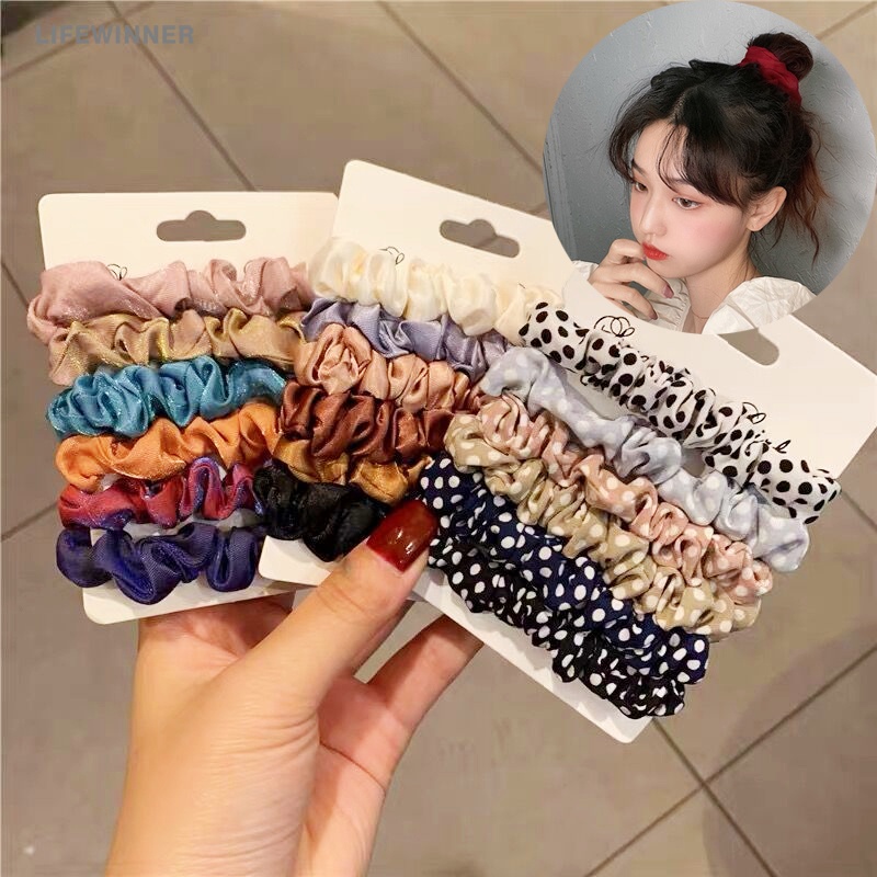 Set 10/20 Dây Buộc Tóc Co Giãn Nhiều Màu Sắc Phong Cách Hàn Quốc Cho Nữ