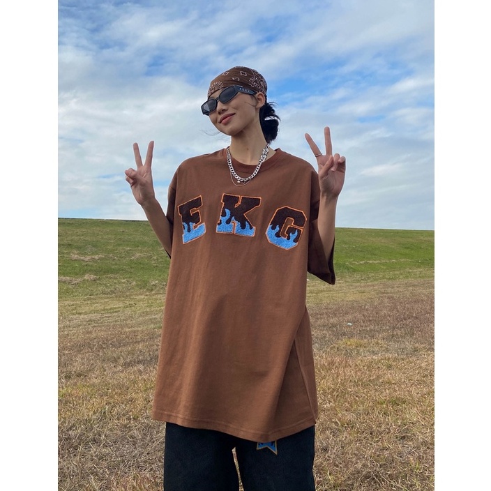 Áo Thun Ngắn Tay Dáng Rộng Phong Cách Đường Phố Mỹ Cá Tính Cho Nữ