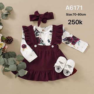 Set yếm bé gái hoa hồng