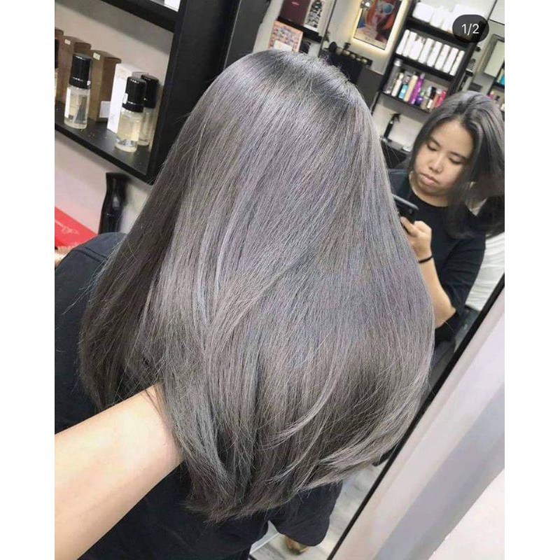 Combo nhuộm xám khói kèm oxi trợ dưỡng và găng tay