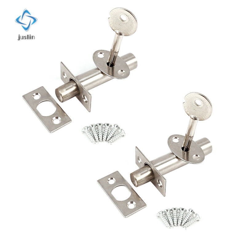2Set Stainless Steel Security Door Bolts with Fitting Star Key Secure Strong Dead Lock