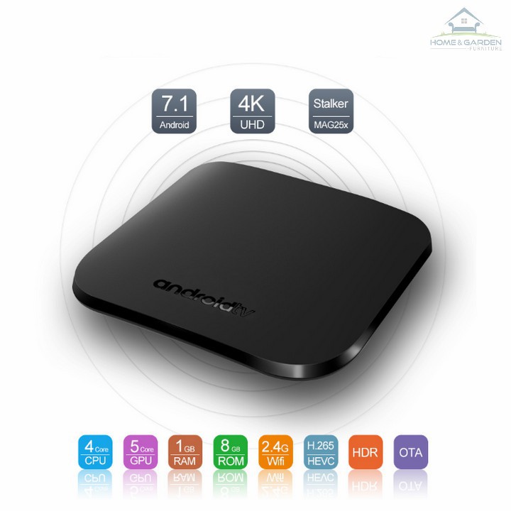 Android TV BOX 4K Quad Core 64bit | Ram 1G | Rom 8Gb | Android 7.1 - Home and Garden